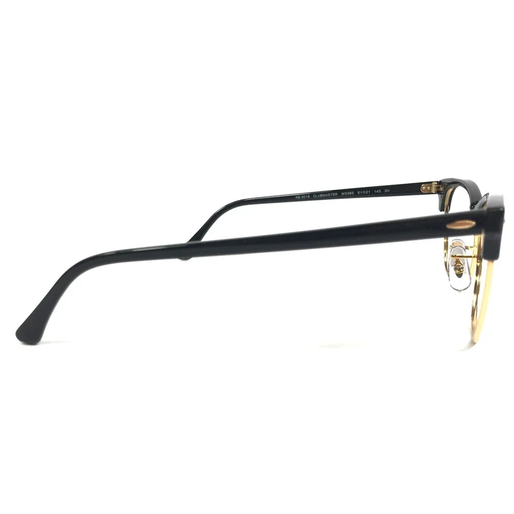 Ray-Ban Eyeglasses Frames RB3016 CLUBMASTER W0365 Black Gold Full Rim 51-21-145